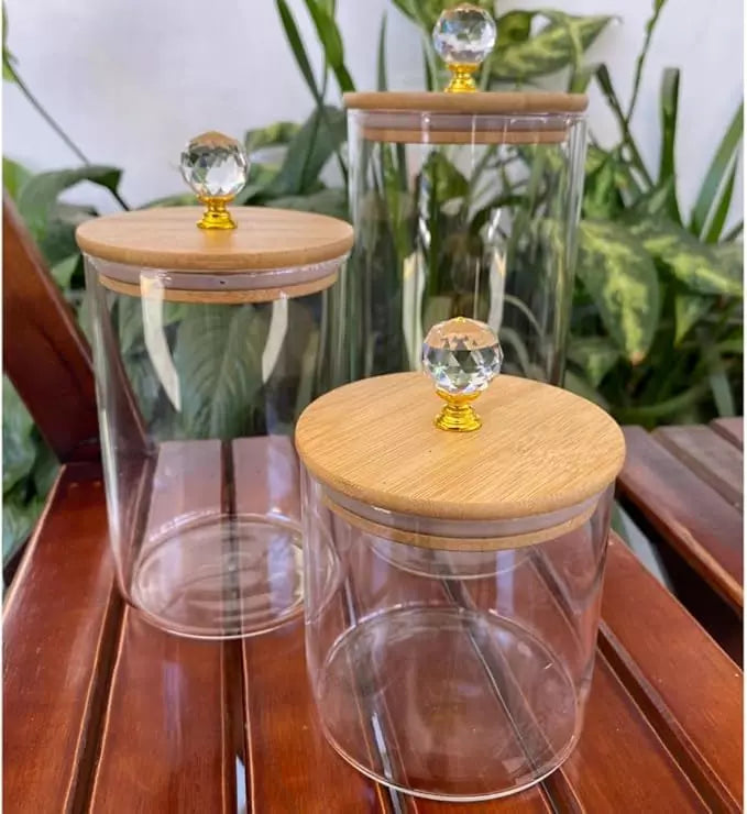 Kit Potes Vidro Cristal Luxo