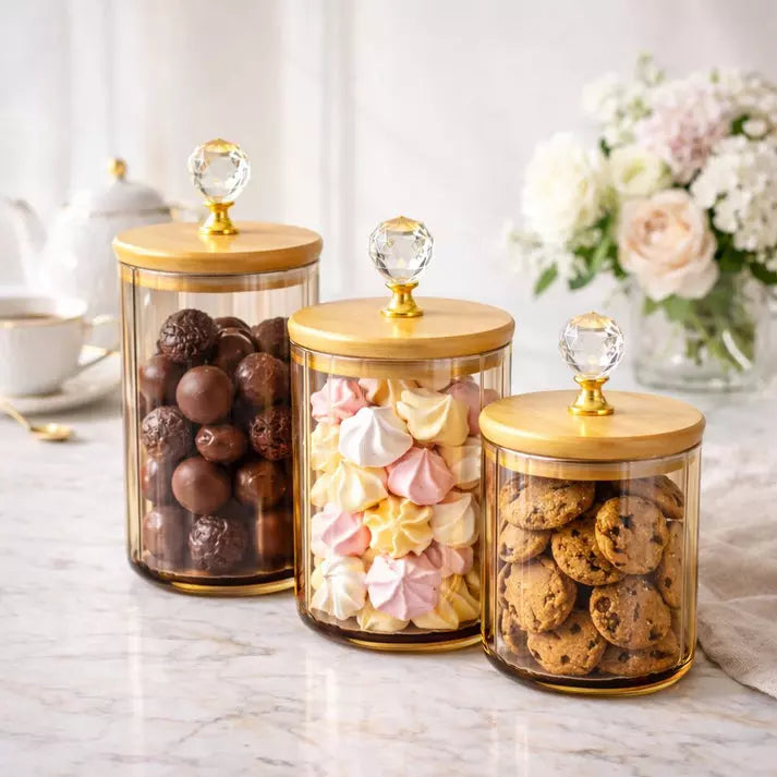 Kit Potes  Vidro Cristal Luxo