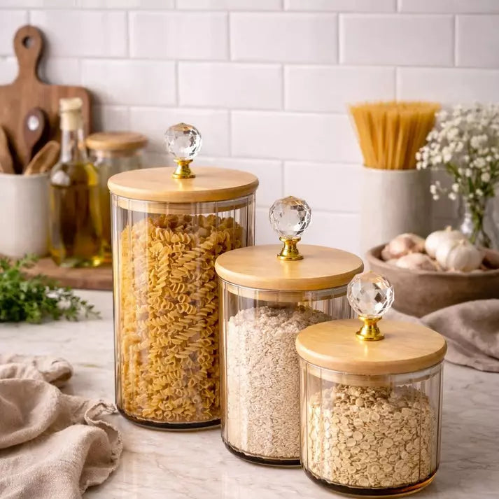 Kit Potes  Vidro Cristal Luxo