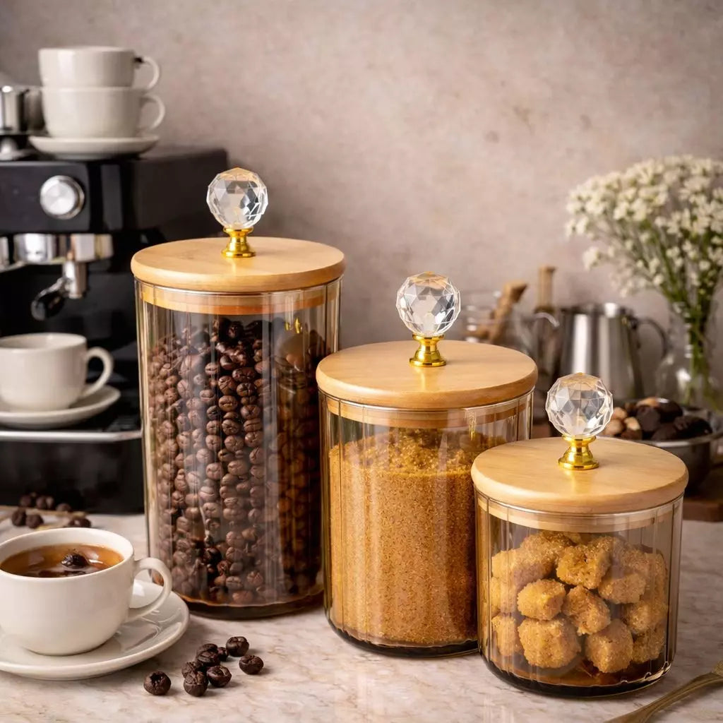 Kit Potes  Vidro Cristal Luxo