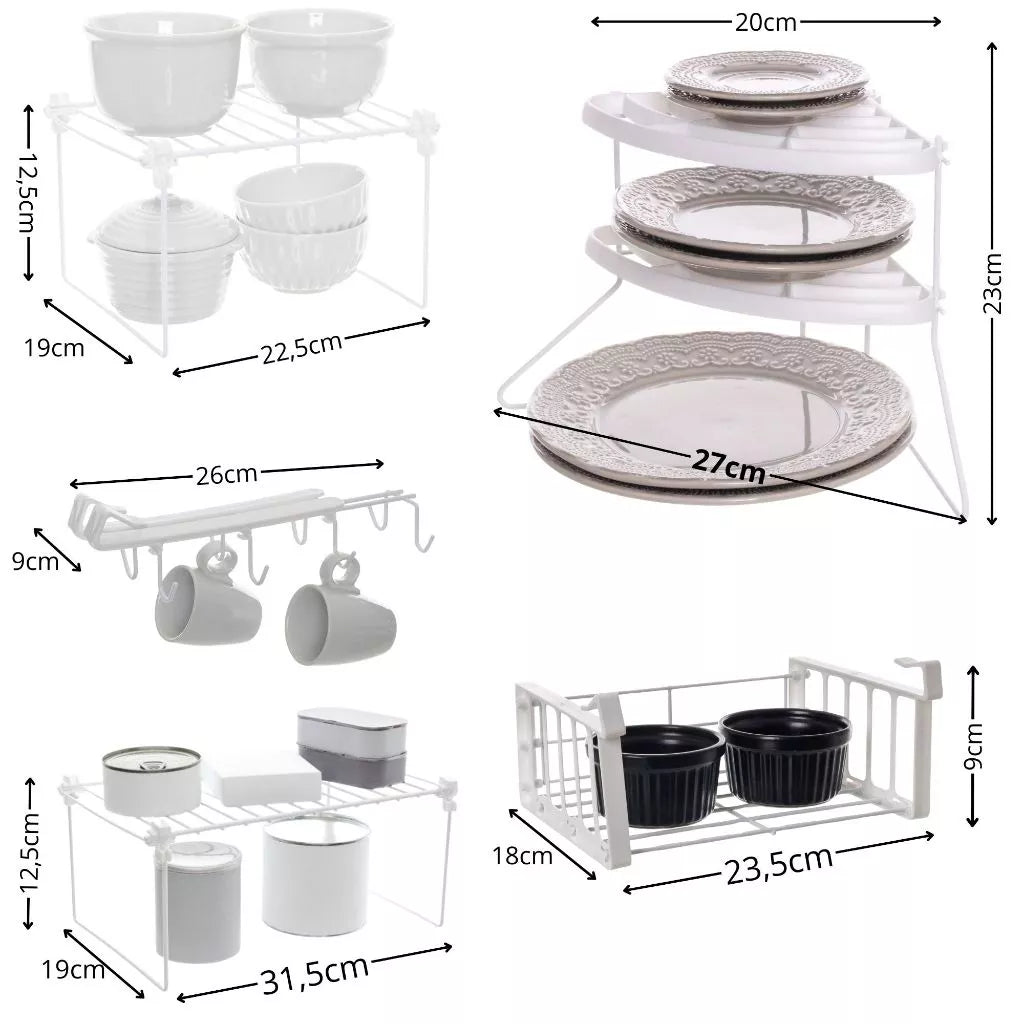 Kit com 5 Organizadores Cozinha- Cor Preto