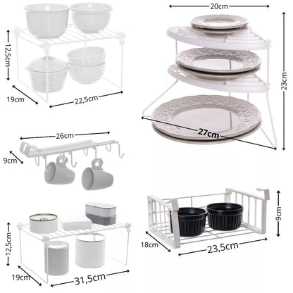 Kit com 5 Organizadores Cozinha- Cor Preto