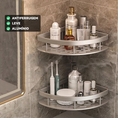 Kit com 2 Suportes de Shampoo em alumínio  – Organização Sem Furo