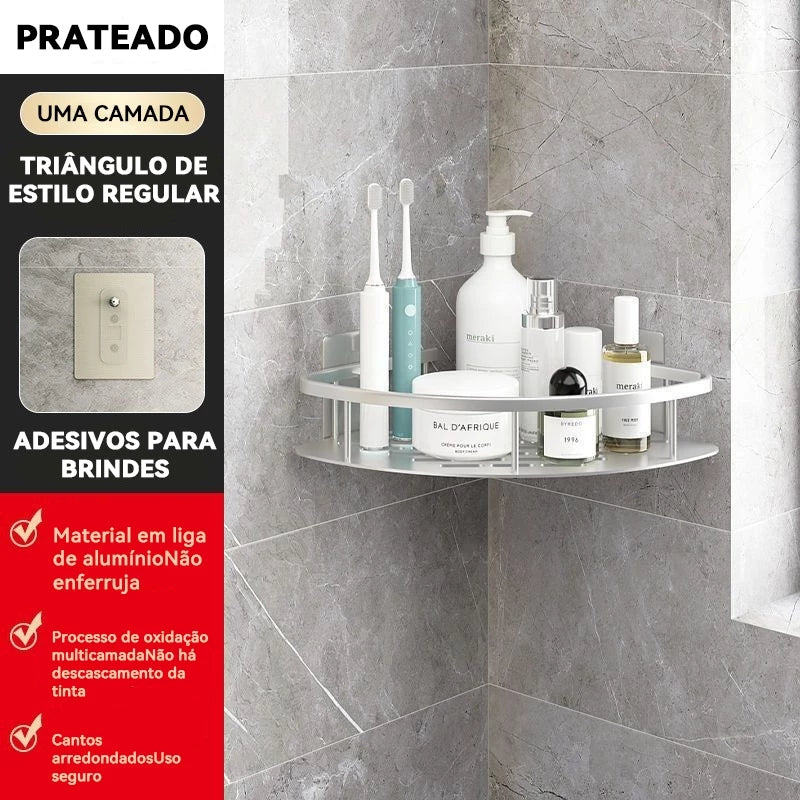 Kit com 2 Suportes de Shampoo em alumínio  – Organização Sem Furo