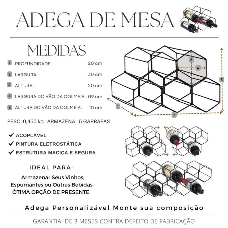 Adega Colmeia (Porta Vinhos para 5 garrafas)
