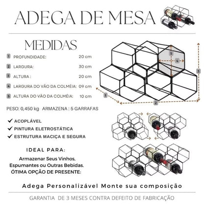 Adega Colmeia (Porta Vinhos para 5 garrafas)