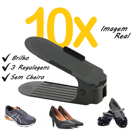 Kit com 10 Organizadores para Sapatos com Regulagem de Altura
