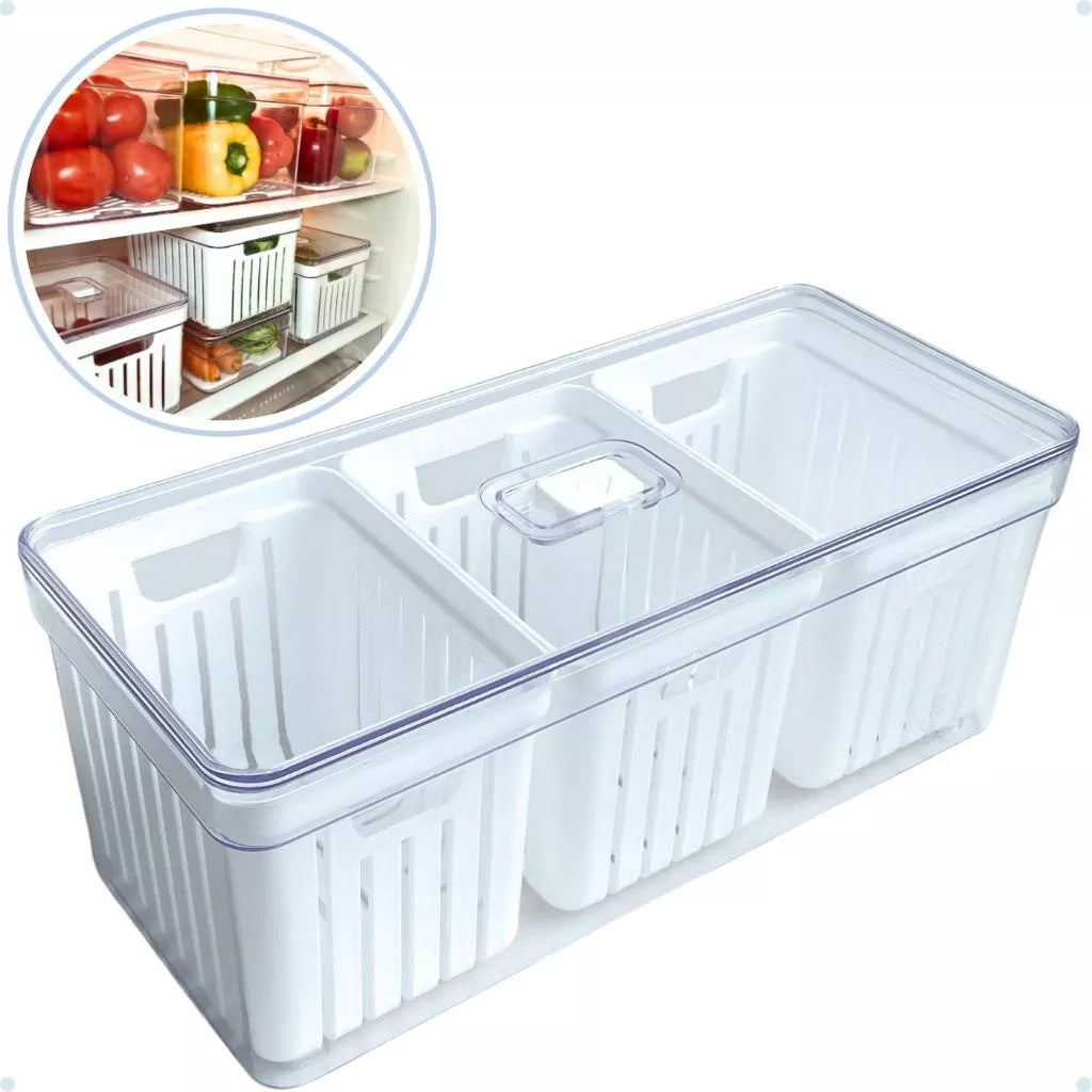 Organizador de Geladeira com Cestos de Drenagem - 6 a 8 Litros