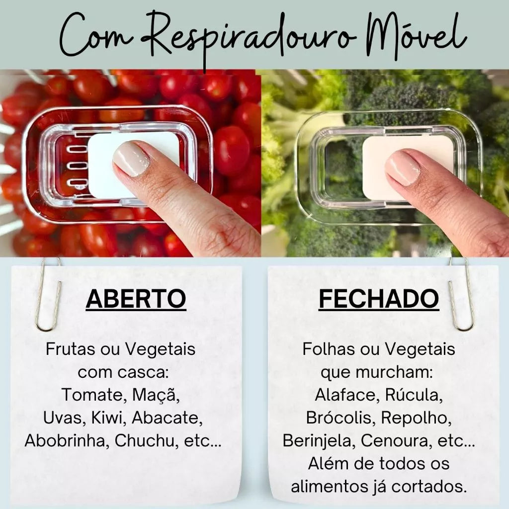 Organizador de Geladeira com Cestos de Drenagem - 6 a 8 Litros