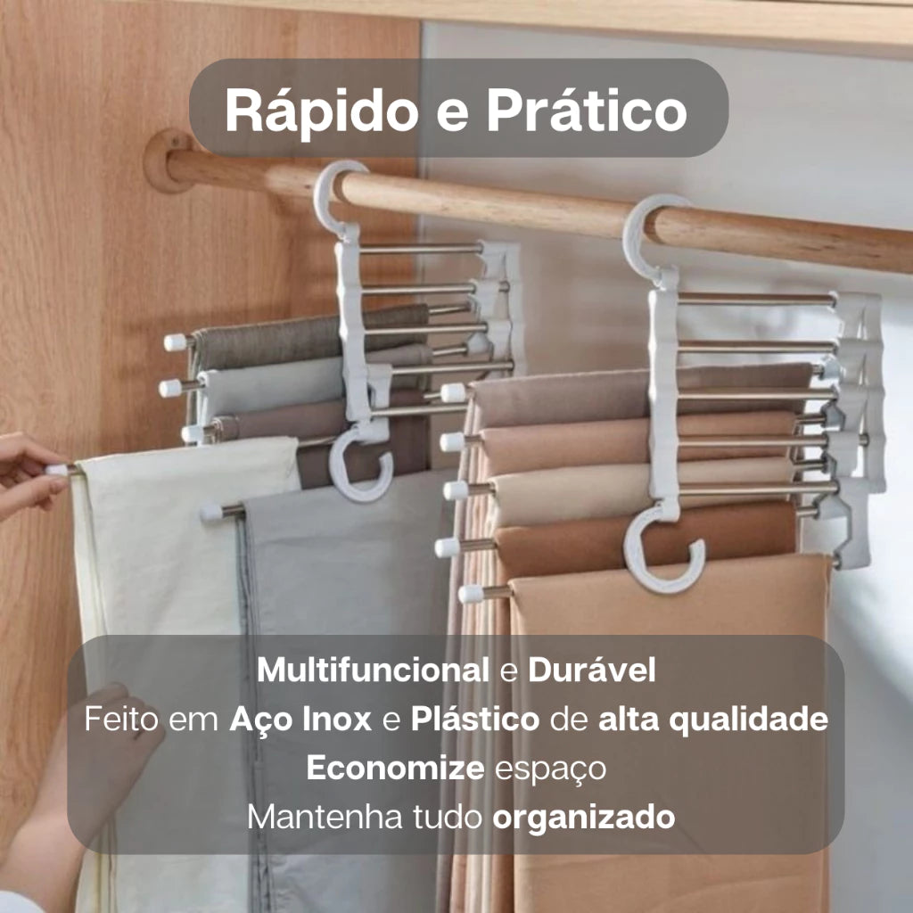 Cabides Multifuncionais em Aço Inox 5 em 1 - Kit com 2UN
