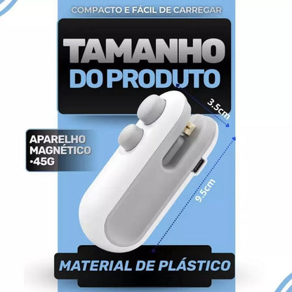 Kit 2 Mini seladoras e Cortadoras de embalagens Portátil - 2 em 1 Recarregável Magnética