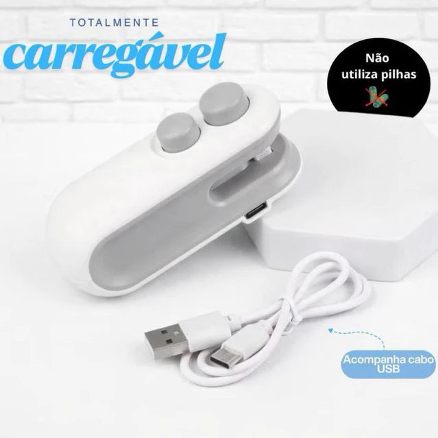 Kit 2 Mini seladoras e Cortadoras de embalagens Portátil - 2 em 1 Recarregável Magnética