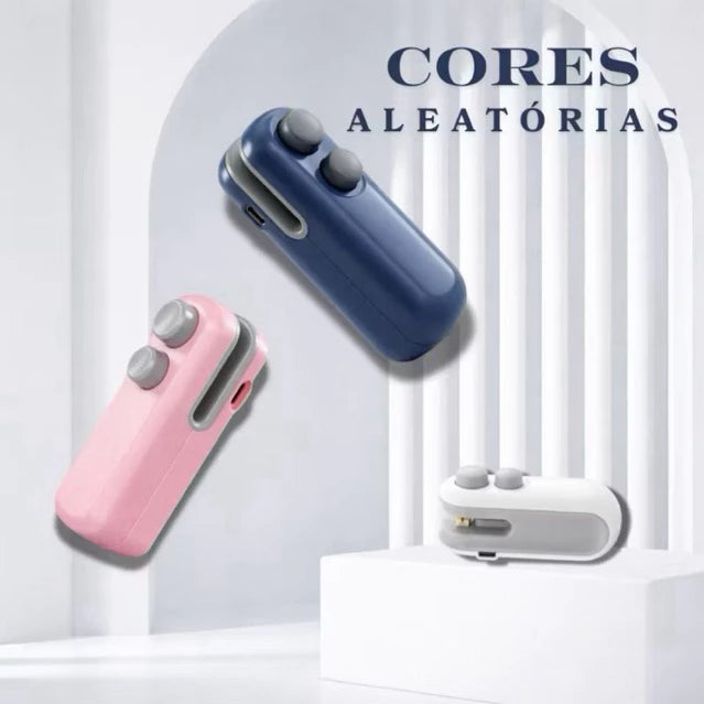 Kit 2 Mini seladoras e Cortadoras de embalagens Portátil - 2 em 1 Recarregável Magnética