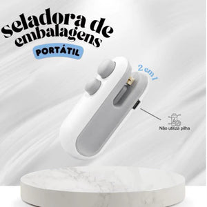 Kit 2 Mini seladoras e Cortadoras de embalagens Portátil - 2 em 1 Recarregável Magnética